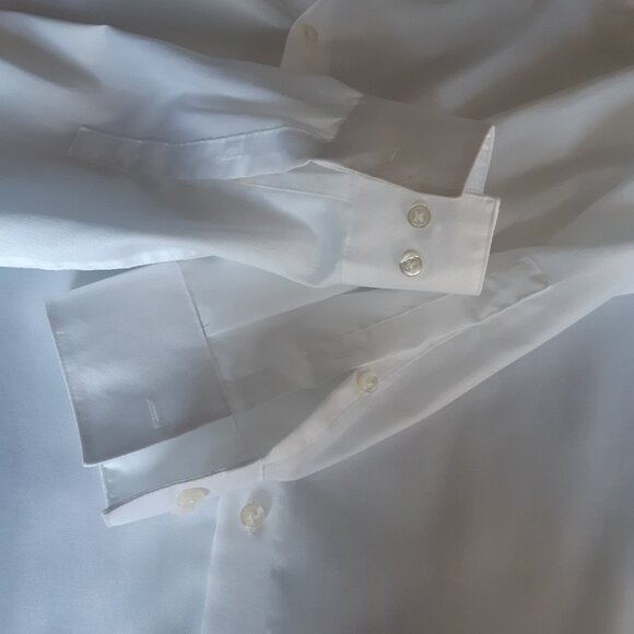 Calvin Klein SZ 16 Slim Fit Non Iron White Button Up Dress Shirt - Picture 4 of 12